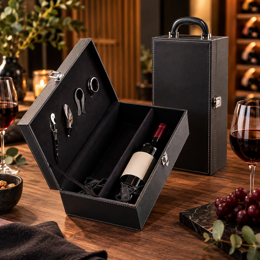 BARELLI - Caixa para 2 Garrafas de Vinho com Acessórios - Ref. 03494