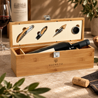 Caixa para Garrafa de Vinho - SYRAH - em Bambu e 4 Peças - Ref. 94189