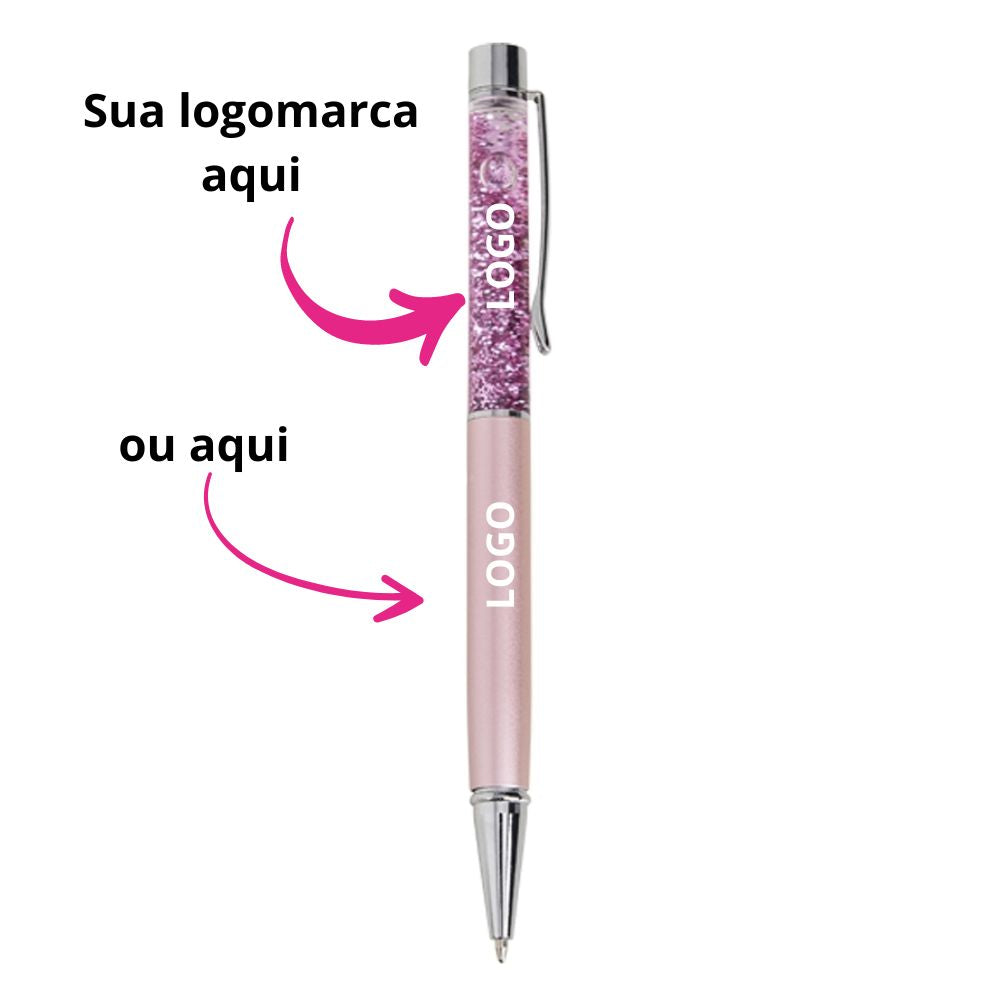 GENEBRA - Um Luxo de Caneta de Metal com Glitter Personalizada - Ref. 04094