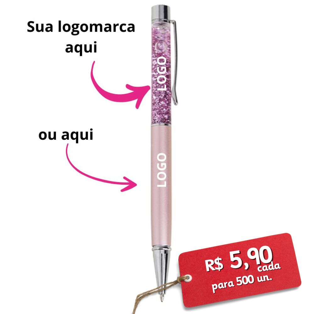 GENEBRA - Um Luxo de Caneta de Metal com Glitter Personalizada - Ref. 04094