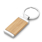 Chaveiro Retangular de Metal e Bambu Personalizado - Ref. CH7050