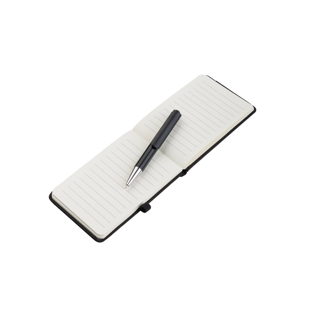 Kit Mini Caderno A6 RPET e Caneta Esferográfica Mini em Alumínio Colorido - Ref. CJ050