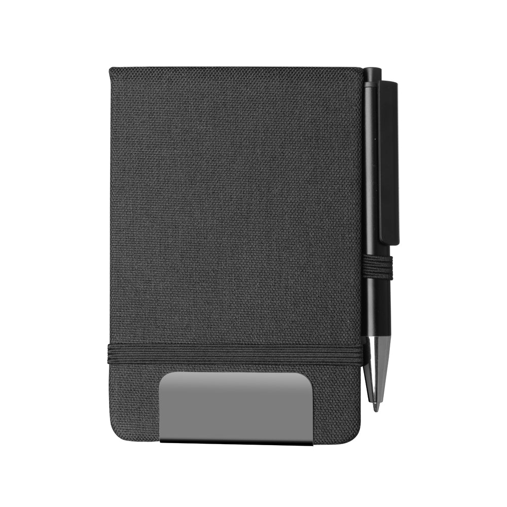 Kit Mini Caderno A6 RPET e Caneta Esferográfica Mini em Alumínio Colorido - Ref. CJ050