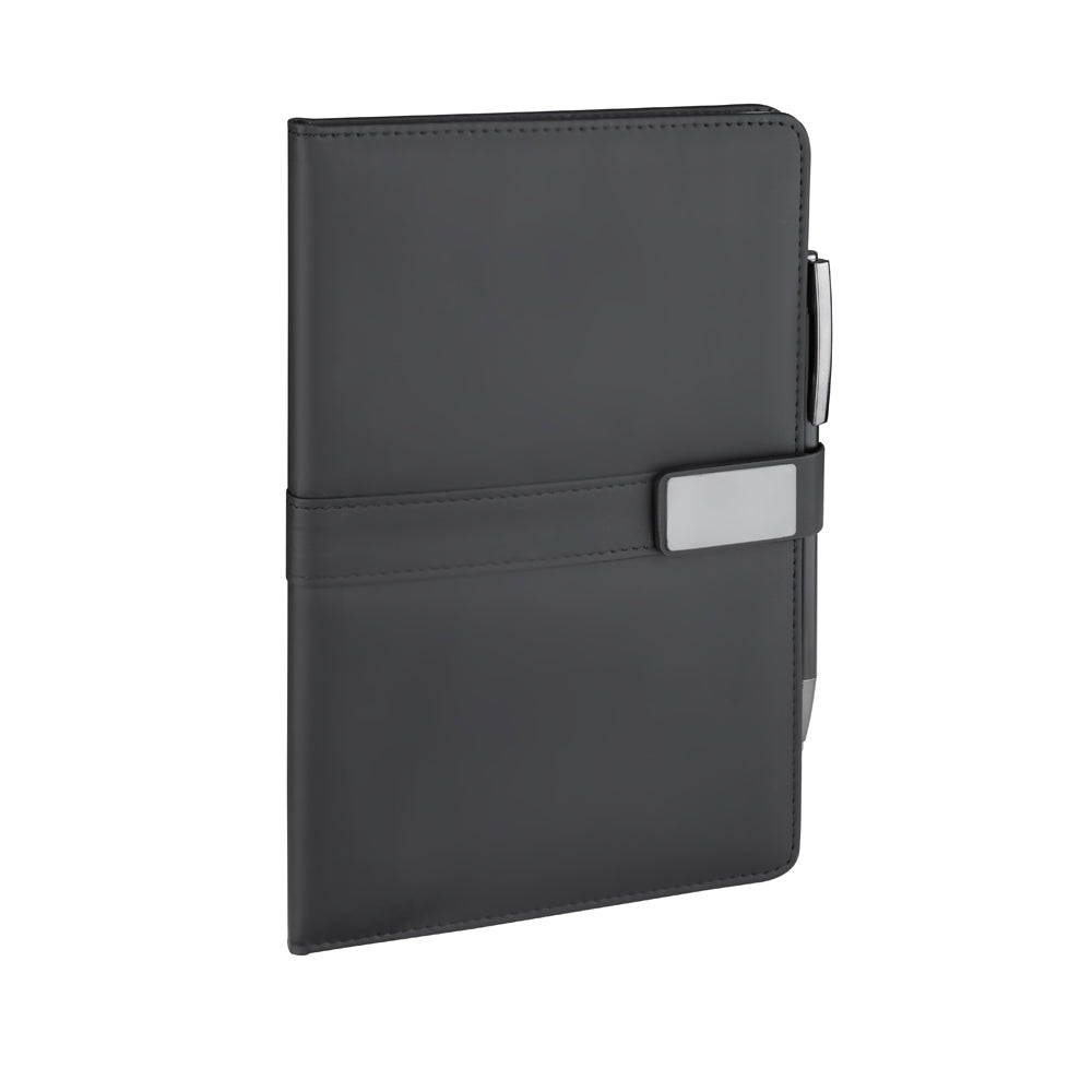 Kit Escritório com Caderno Capa Dura Pautado e Caneta Metálica - Ref. CJ140
