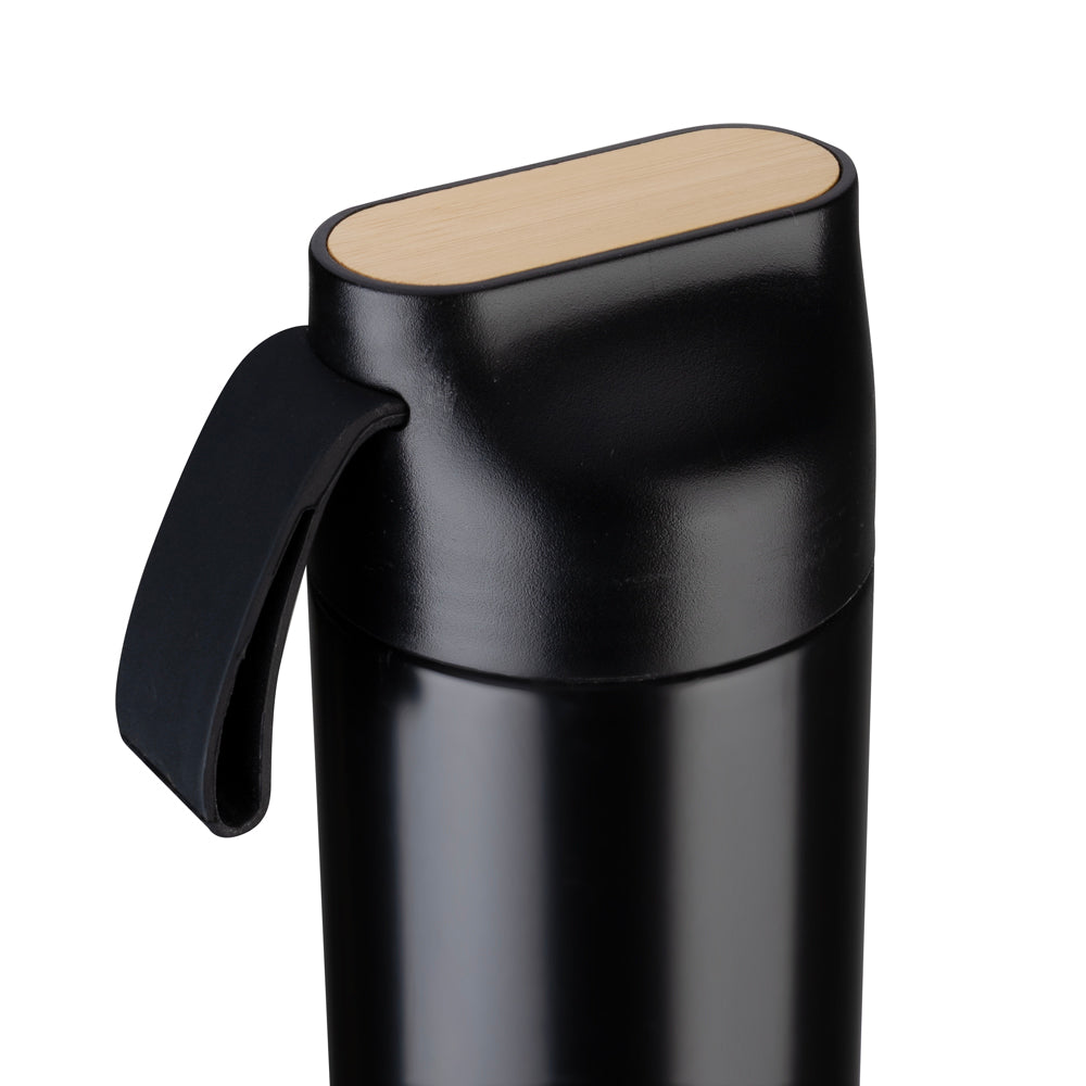 Kit Escritório com Caderno A5, Caneta e Garrafa Térmica 600ml com Detalhe em Bambu - Ref. CJ305