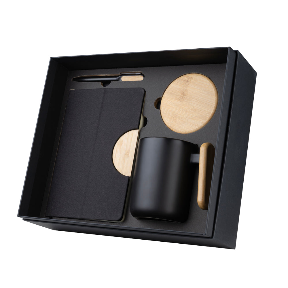 Kit Escritório com Caderno, Caneta e Caneca em Cerâmica 550ml - Ref. CJ352