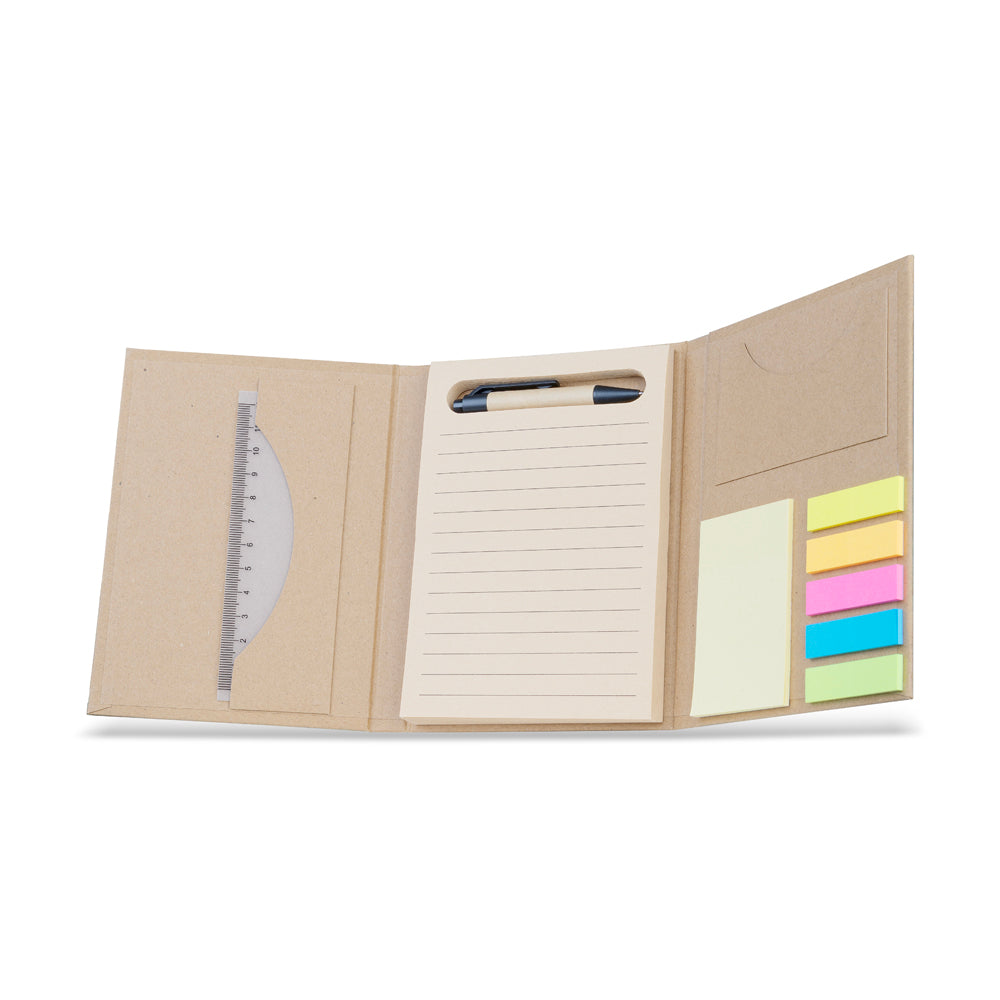 Kit Bloco de Anotações Capa Dura com Régua, Caneta e Mini Notas Adesivas - Ref. CJ4025