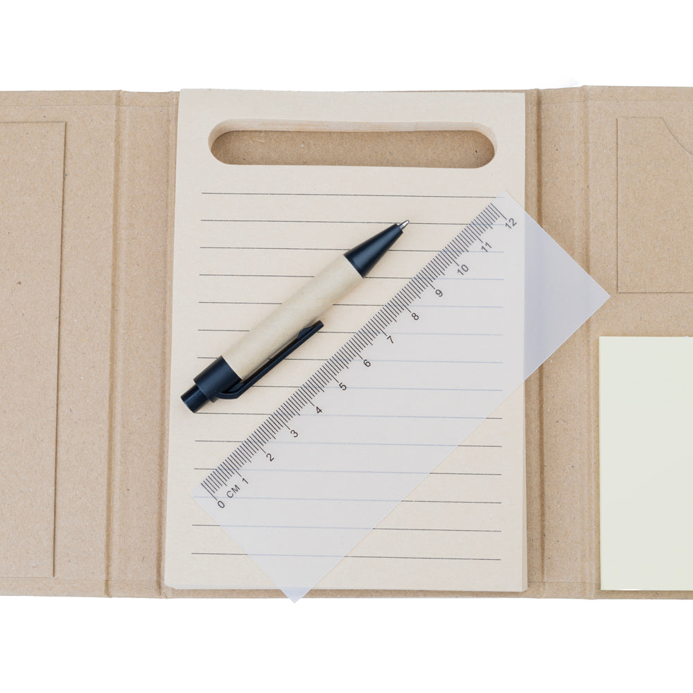 Kit Bloco de Anotações Capa Dura com Régua, Caneta e Mini Notas Adesivas - Ref. CJ4025