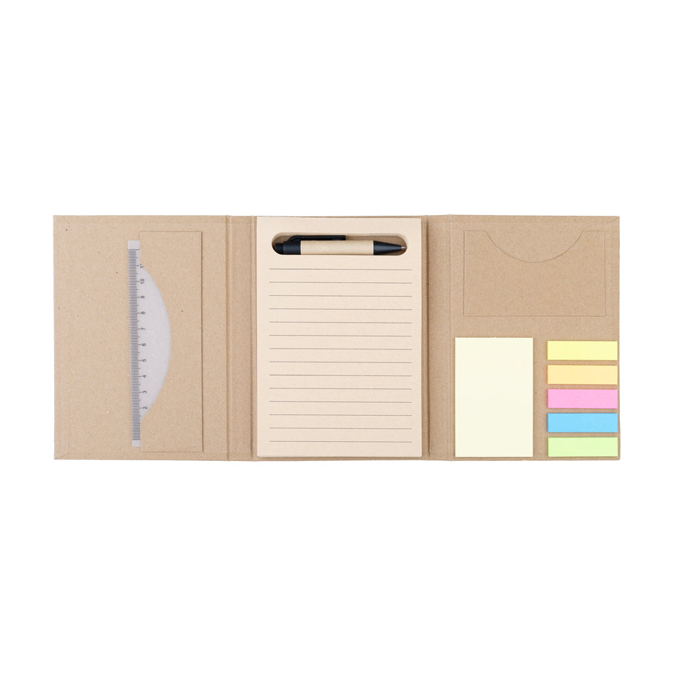 Kit Bloco de Anotações Capa Dura com Régua, Caneta e Mini Notas Adesivas - Ref. CJ4025