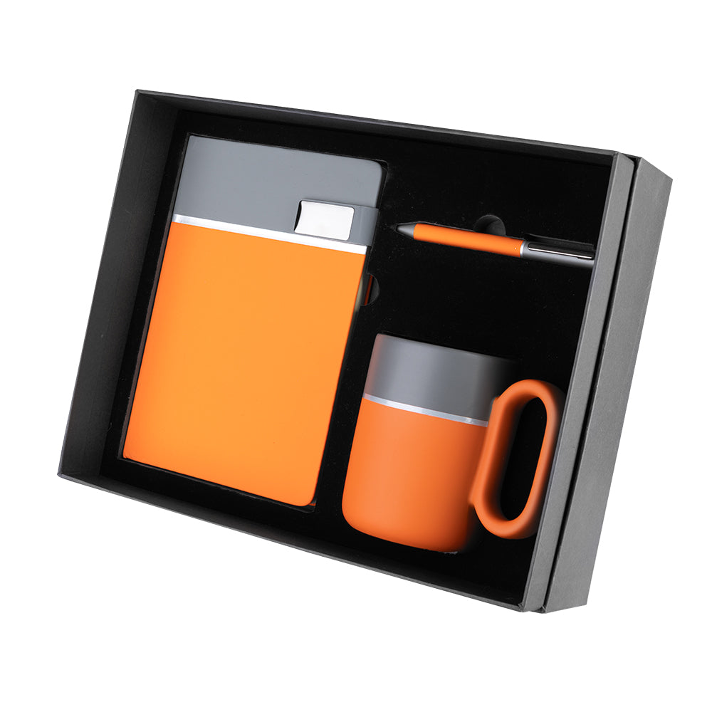 Kit Escritório com Caderno Fechamento Magnético, Caneta e Caneca em Cerâmica - Ref. Cj405