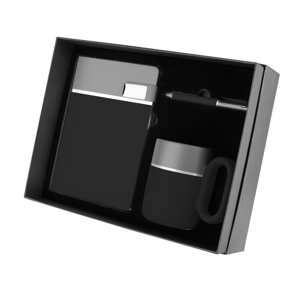 Kit Escritório com Caderno Fechamento Magnético, Caneta e Caneca em Cerâmica - Ref. Cj405