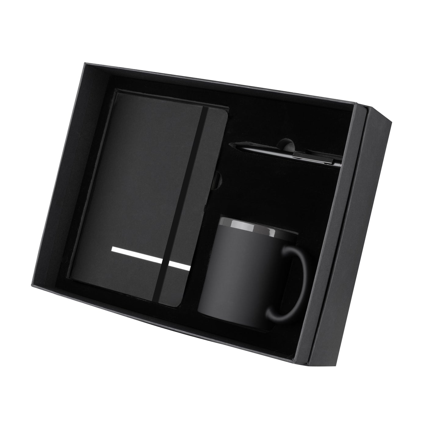 Kit Escritório com Caderno, Caneta Metálica e Caneca em Cerâmica 550ml - Ref. CJ410