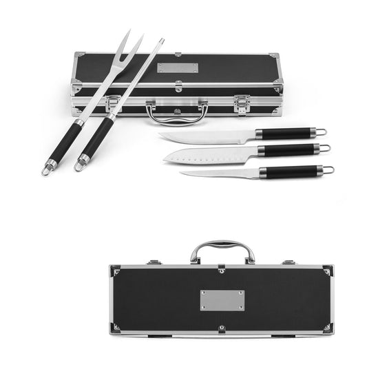 VALASTRO - Kit Churrasco Maleta Preta e 5 Peças Aço Inox - Ref. 94109