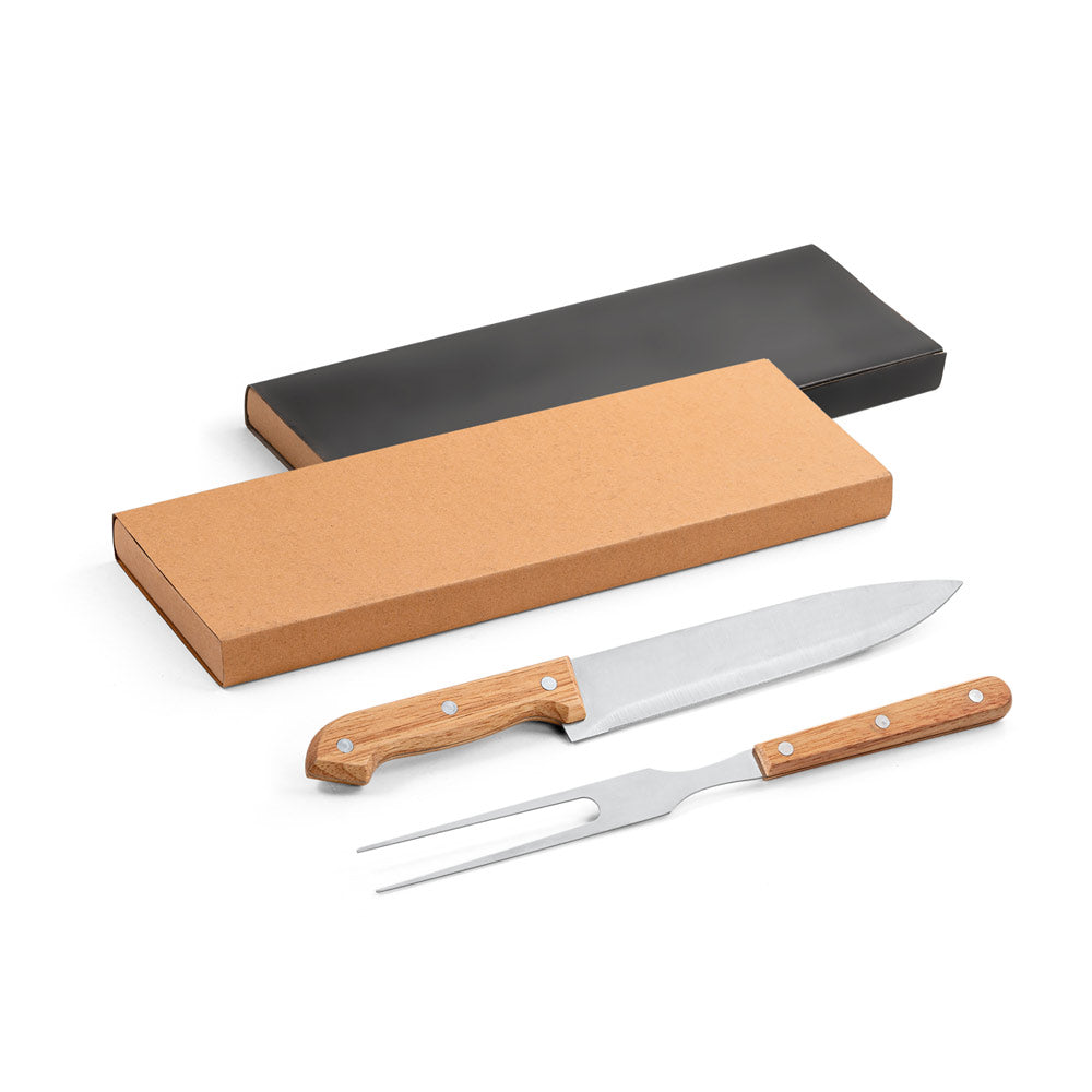 ALIOLI - Kit Churrasco 2 Peças Aço Inox e Bambu - Ref. 94139