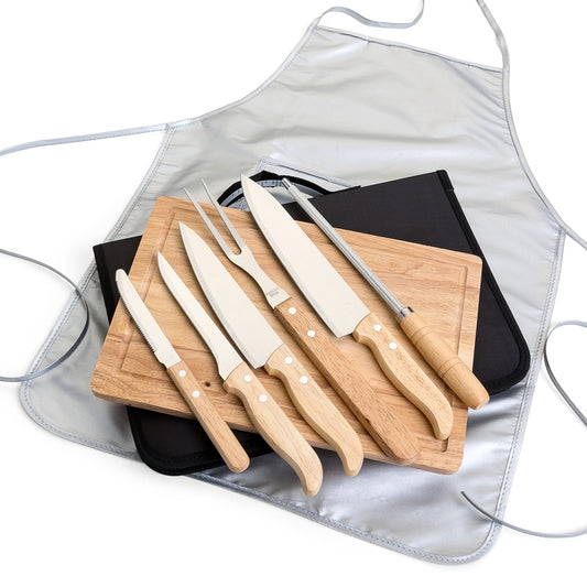 SALT - Kit Churrasco com Avental e Tábua - 8 Peças - Ref. 12089