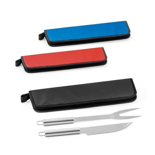 DURAND - Kit Churrasco Case Nylon 2 Peças em Aço Inox - Ref. 94136