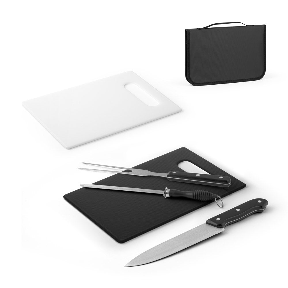 RAVIOLI - Kit Churrasco c/ Tábua 4 Peças Case em Nylon - Ref. 94102