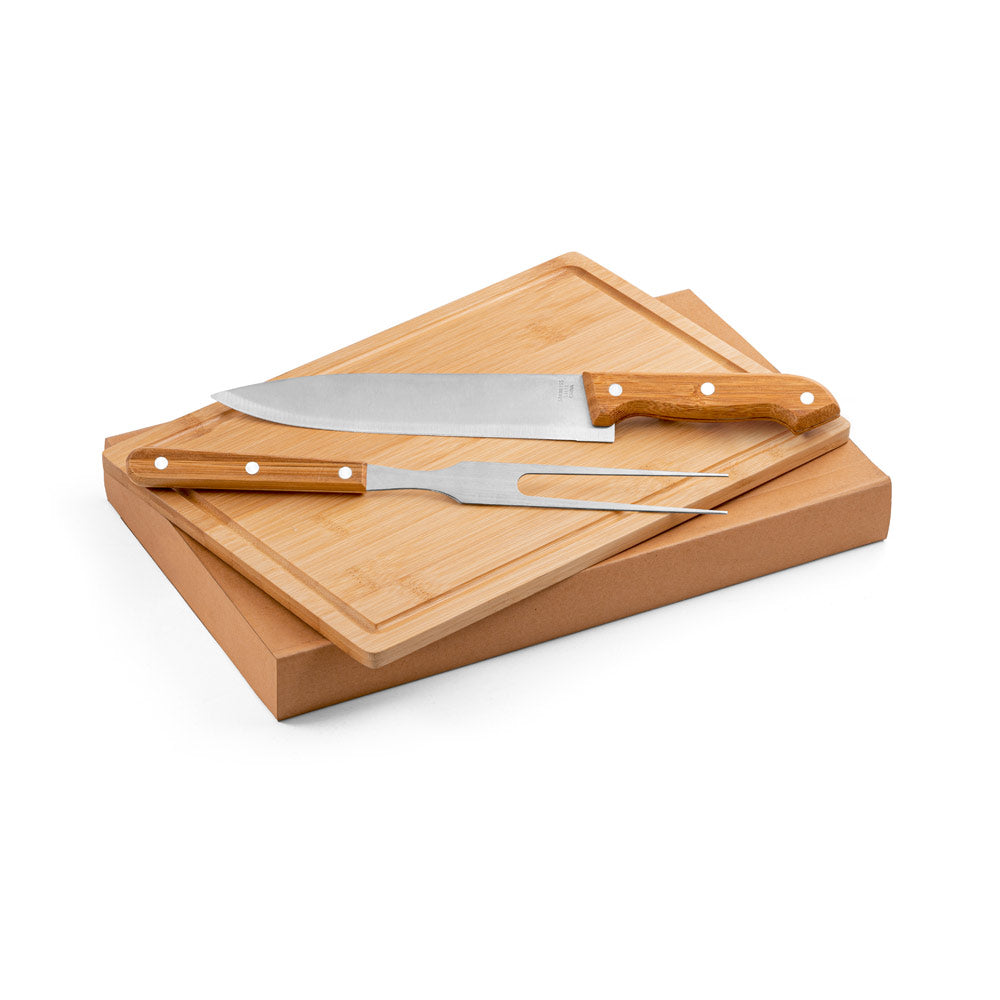 ALIOLI BOARD - Kit Churrasco Tábua Bamboo, Faca e Garfo - Ref. 94143