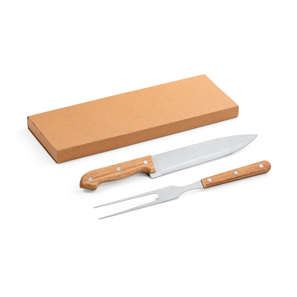 ALIOLI - Kit Churrasco 2 Peças Aço Inox e Bambu - Ref. 94139