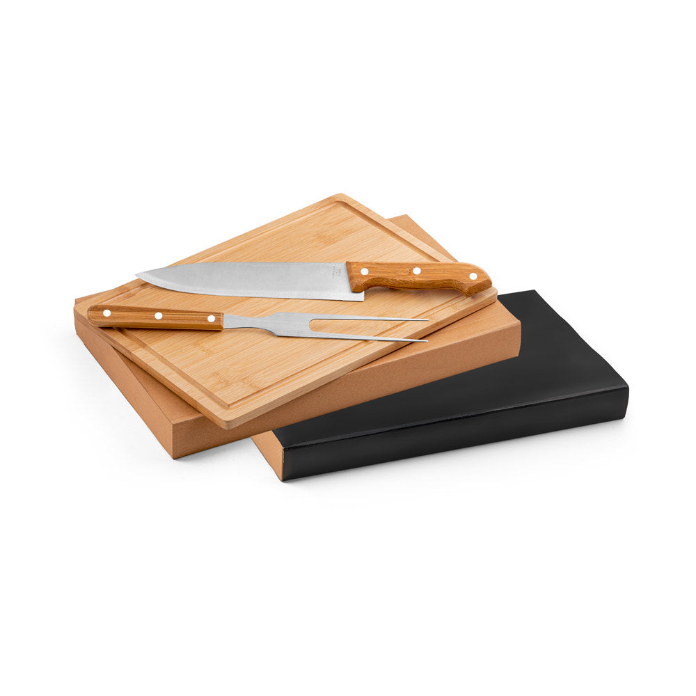 ALIOLI BOARD - Kit Churrasco Tábua Bamboo, Faca e Garfo - Ref. 94143