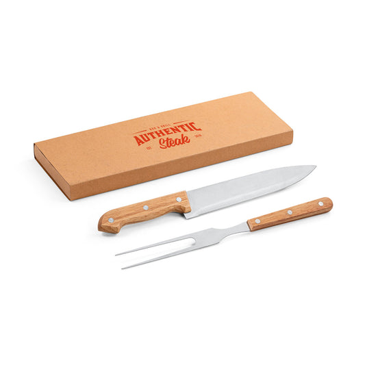 ALIOLI - Kit Churrasco 2 Peças Aço Inox e Bambu - Ref. 94139