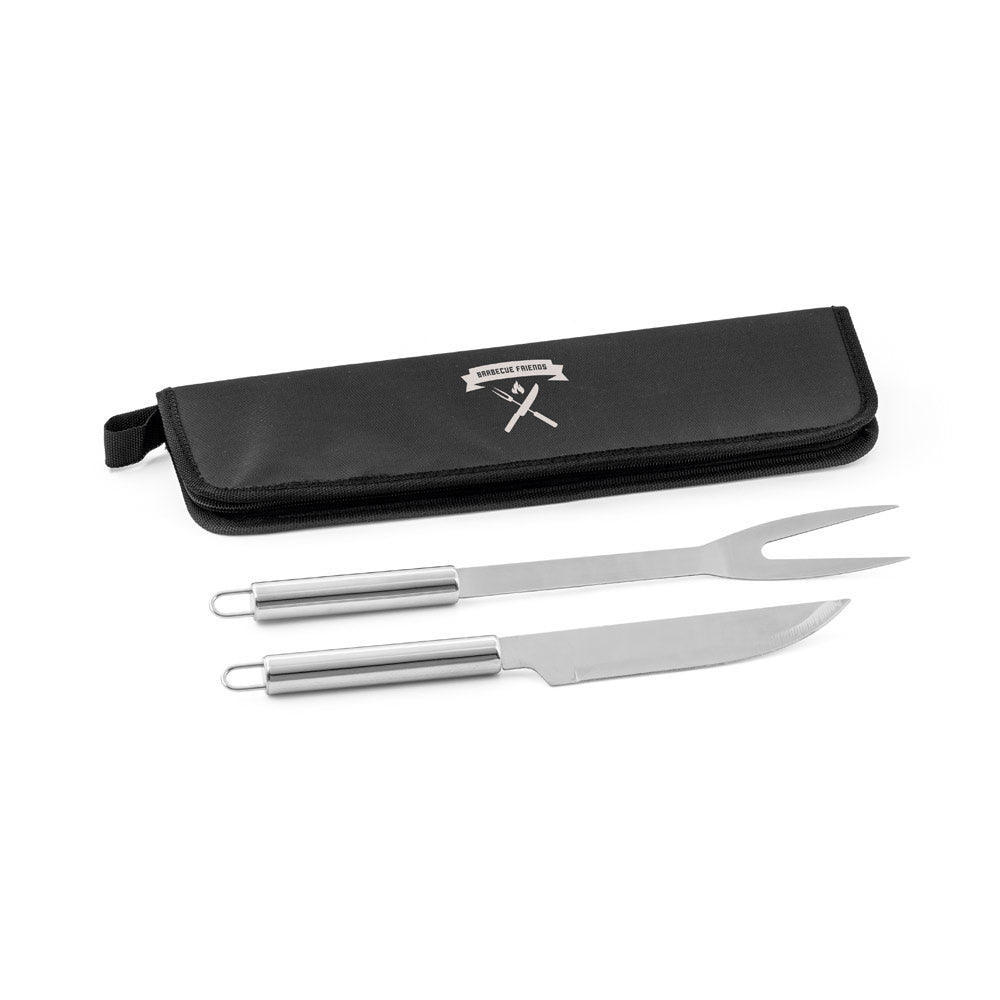 DURAND - Kit Churrasco Case Nylon 2 Peças em Aço Inox - Ref. 94136