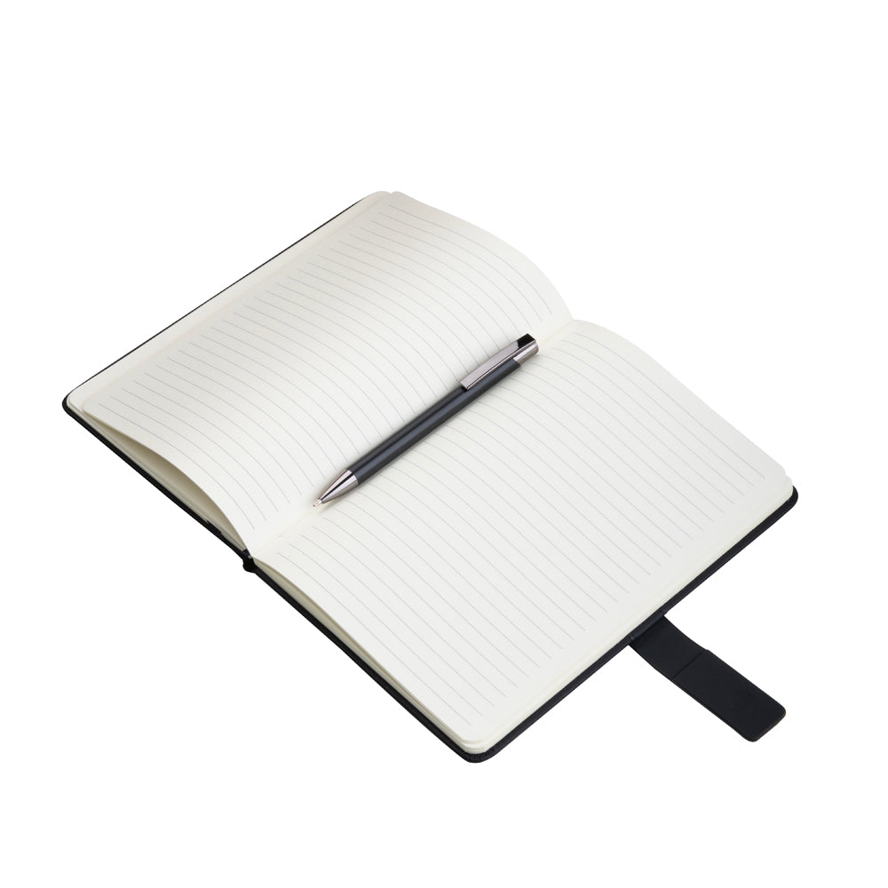 Kit Escritório com Caderno Capa Dura Pautado e Caneta Metálica - Ref. CJ140