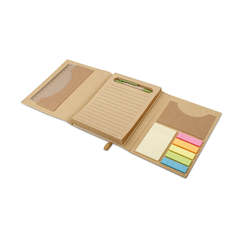 ELIOT - Bloco de Anotações Kraft Pautado Kit Caneta, Blocos Auto Adesivos e Régua - Ref. 93792