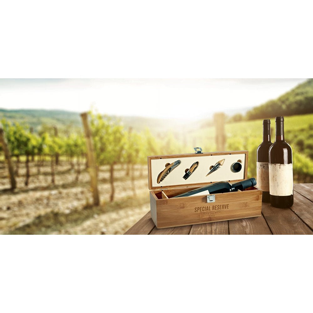SYRAH - Caixa para Vinho em Bambu com Acessórios - Ref. 94189