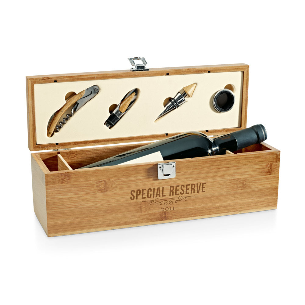 SYRAH - Caixa para Vinho em Bambu com Acessórios - Ref. 94189