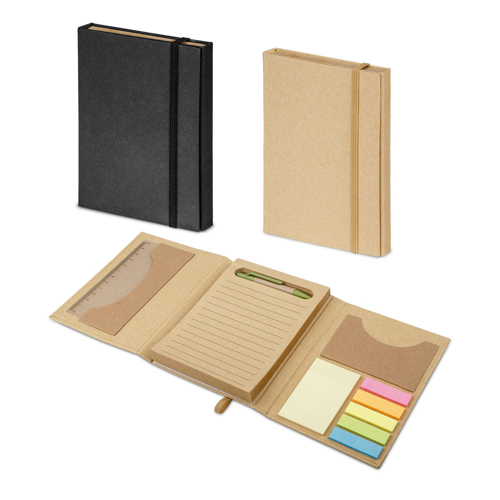 ELIOT - Bloco de Anotações Kraft Pautado Kit Caneta, Blocos Auto Adesivos e Régua - Ref. 93792