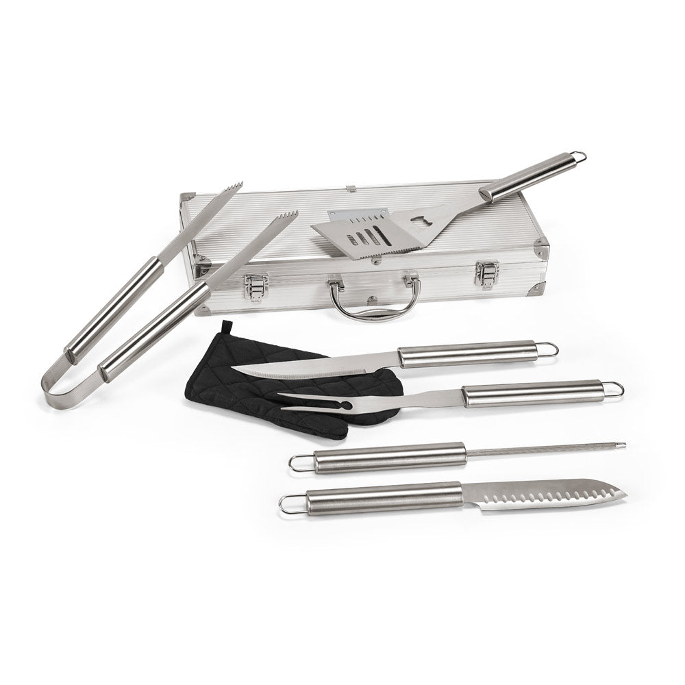MACE - Kit Churrasco Maleta Alumínio c/ Luva - 7 Peças - Ref. 93845
