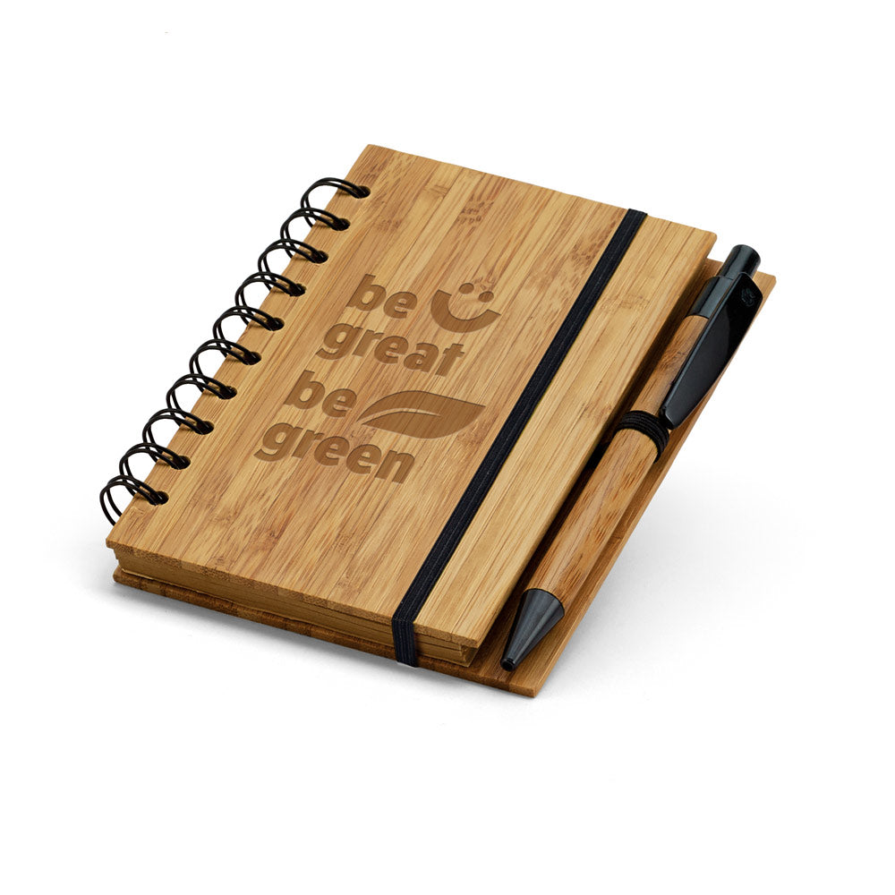 DICKENS A6 - Caderno Capa Dura em Bambu Pautado com Caneta - Ref. 93486