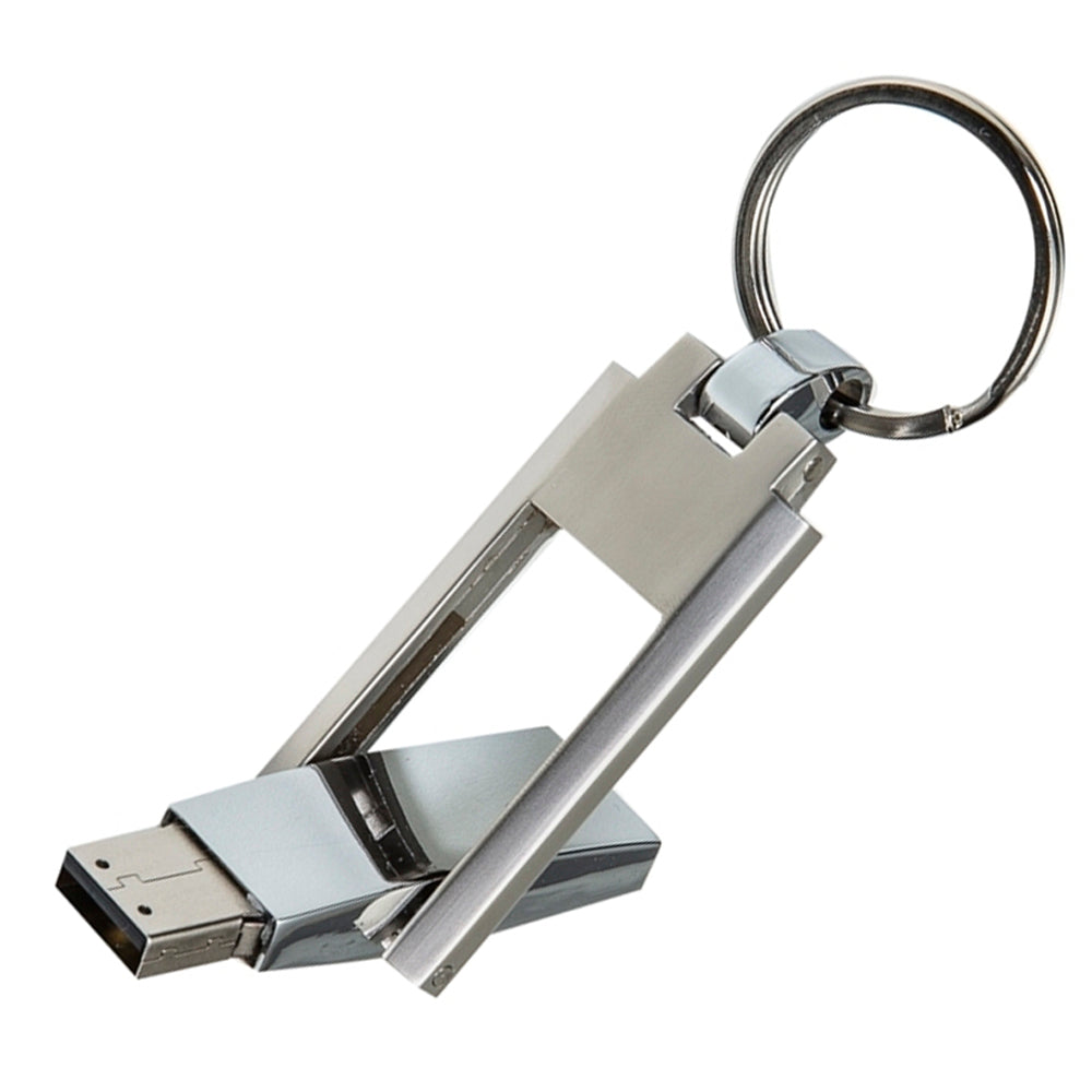 Pen Drive Giratório Cromado e Chaveiro - 037