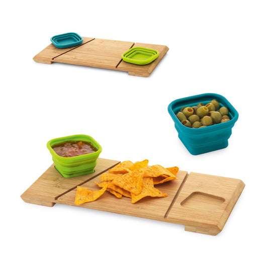 PAPRIKA - Petisqueira em Bambu com 2 Potes Retráteis de Silicone - 93898