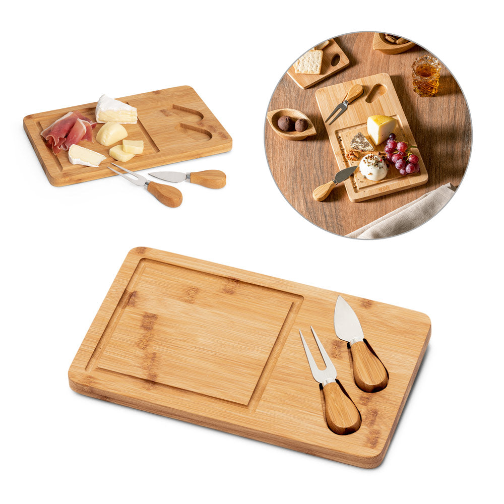 WOODS - Kit Queijo com Tábua em Bambu - 3 Peças - Ref. 93830