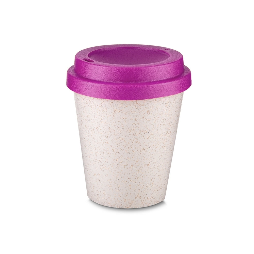 Copo de Fibra de Arroz para Viagem 350ml - Tampa Colorida - 14498