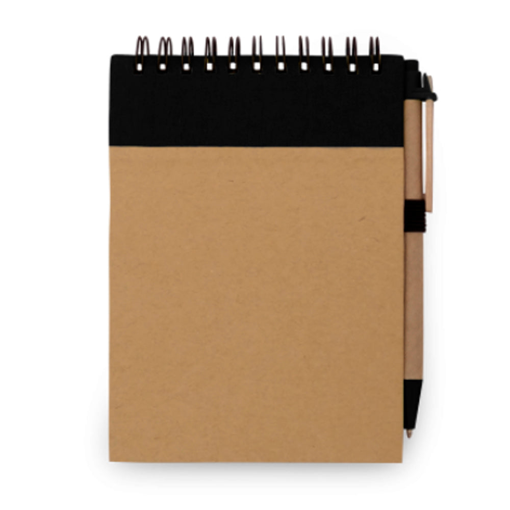 RINGORD - Caderno de Bolso Capa Dura Kraft Detalhe Colorido e Caneta - 10,5x14,5cm - REF. 93427 &