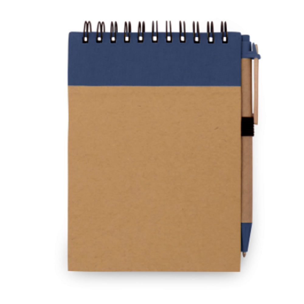 RINGORD - Caderno de Bolso Capa Dura Kraft Detalhe Colorido e Caneta - 10,5x14,5cm - REF. 93427 &