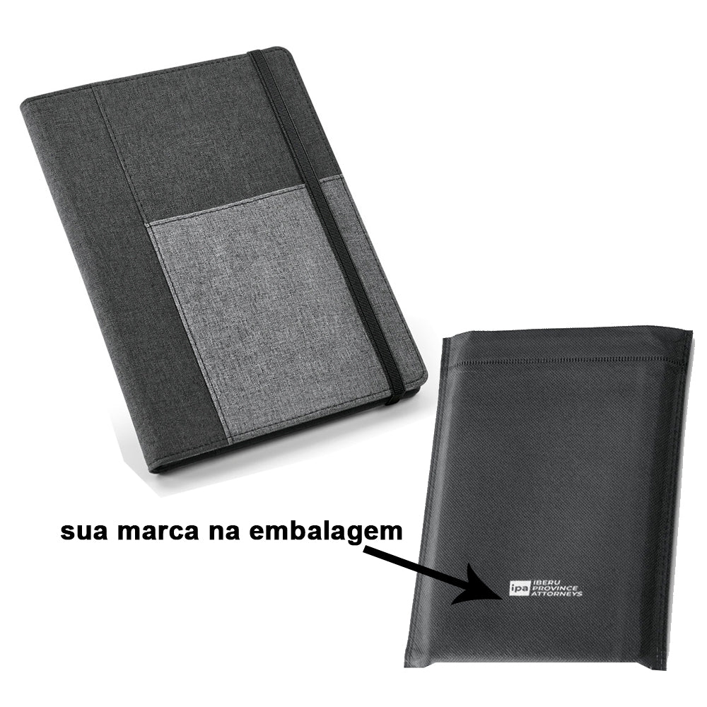PESSOA - Caderno com Capa em Tecido e Bolso - REF. 93734 & | 16 x 22 cm